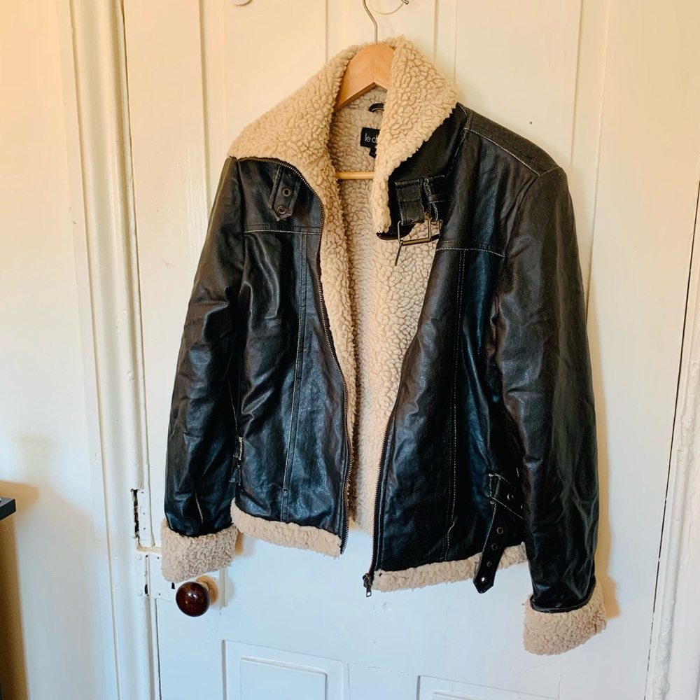 Black Leather Jacket With Shearling Lining - image 1